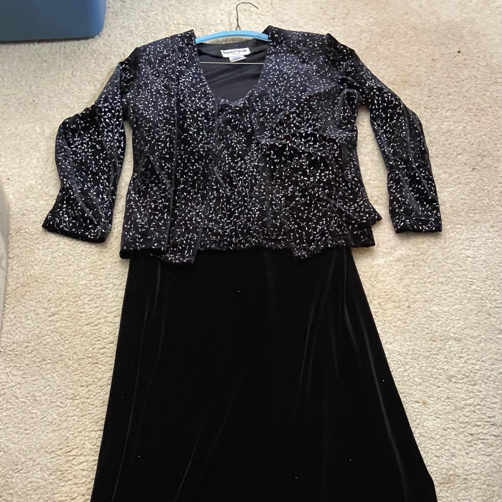 Ronni Nicole by Ouida 2-Piece Set Maxi Dress Velvet with glitter Size 12